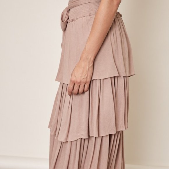 Smocked waist Long Layered Skirt - Picture 2 of 5